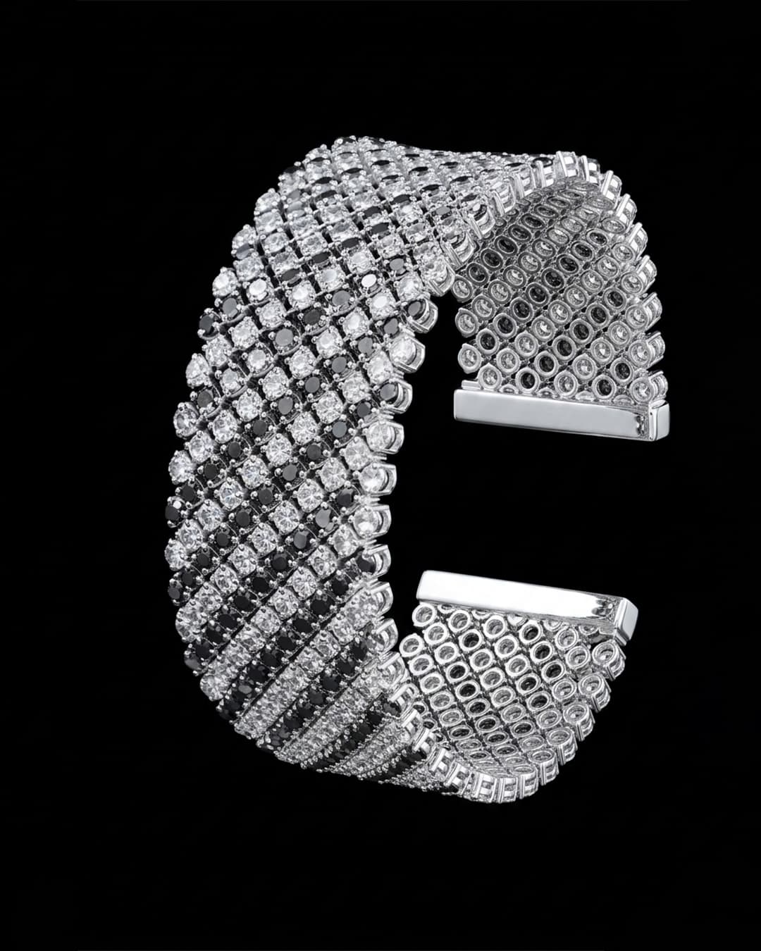 Black and White Multi Row Diamond Bracelet